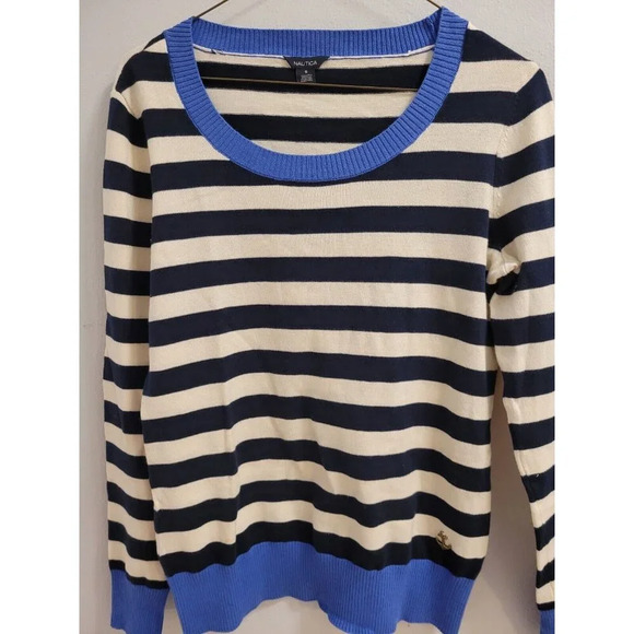 Nautica Womens Lightweight Pullover Blue Off White Sweater - Size Small. EUC - Picture 5 of 9